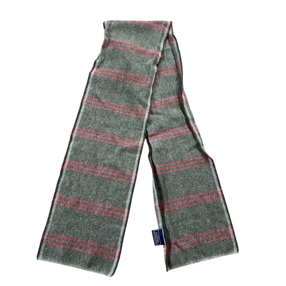 Faribault Woolen Mill Co. Scarf Mens One Size Gray Wool Striped Made USA Winter